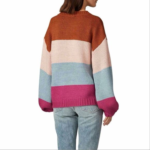 MinkPink Cozy Up With Me Slouchy Sweater Large Colorblock  Multi - Picture 5 of 15